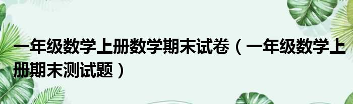 一年级数学上册数学期末试卷（一年级数学上册期末测试题）