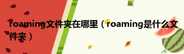 roaming文件夹在哪里（roaming是什么文件夹）