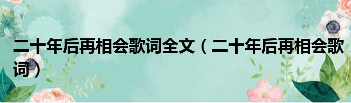 二十年后再相会歌词全文（二十年后再相会歌词）
