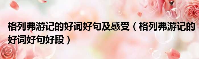 格列弗游记的好词好句及感受（格列弗游记的好词好句好段）