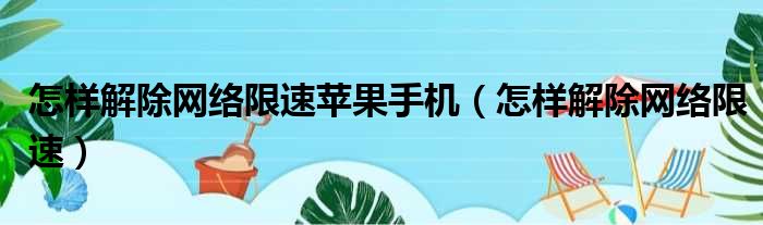 怎样解除网络限速苹果手机（怎样解除网络限速）