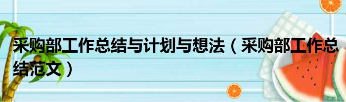 采购部工作总结与计划与想法（采购部工作总结范文）