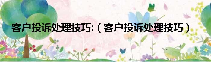 客户投诉处理技巧:（客户投诉处理技巧）
