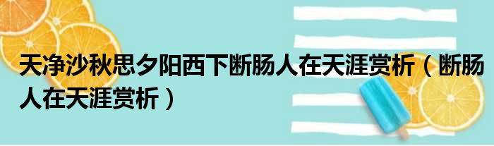 天净沙秋思夕阳西下断肠人在天涯赏析（断肠人在天涯赏析）