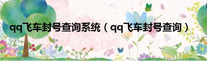 qq飞车封号查询系统（qq飞车封号查询）