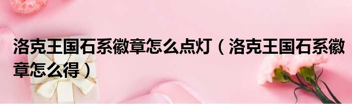洛克王国石系徽章怎么点灯（洛克王国石系徽章怎么得）