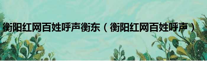 衡阳红网百姓呼声衡东（衡阳红网百姓呼声）