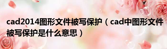 cad2014图形文件被写保护（cad中图形文件被写保护是什么意思）
