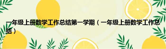 一年级上册数学工作总结第一学期（一年级上册数学工作总结）