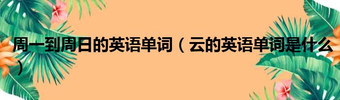 周一到周日的英语单词（云的英语单词是什么）