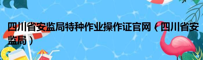 四川省安监局特种作业操作证官网（四川省安监局）