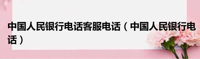 中国人民银行电话客服电话（中国人民银行电话）