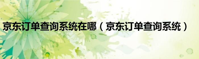 京东订单查询系统在哪（京东订单查询系统）