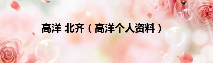 高洋 北齐（高洋个人资料）
