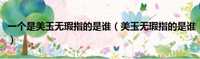一个是美玉无瑕指的是谁（美玉无瑕指的是谁）