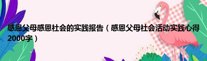 感恩父母感恩社会的实践报告（感恩父母社会活动实践心得2000字）
