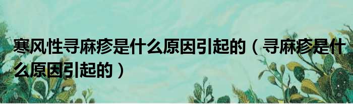 寒风性寻麻疹是什么原因引起的（寻麻疹是什么原因引起的）