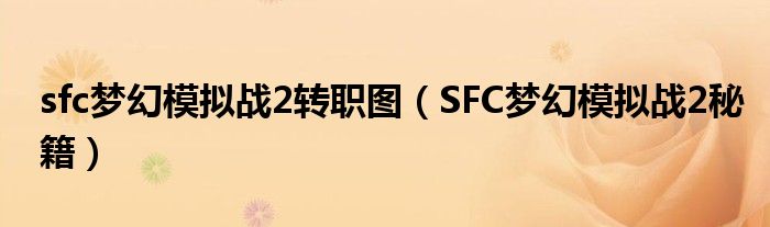 sfc梦幻模拟战2转职图（SFC梦幻模拟战2秘籍）