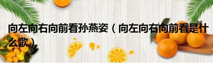 向左向右向前看孙燕姿（向左向右向前看是什么歌）
