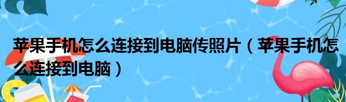 苹果手机怎么连接到电脑传照片（苹果手机怎么连接到电脑）