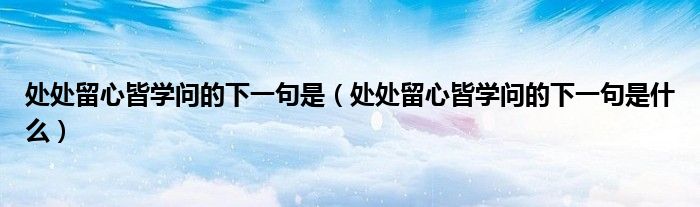 处处留心皆学问的下一句是（处处留心皆学问的下一句是什么）