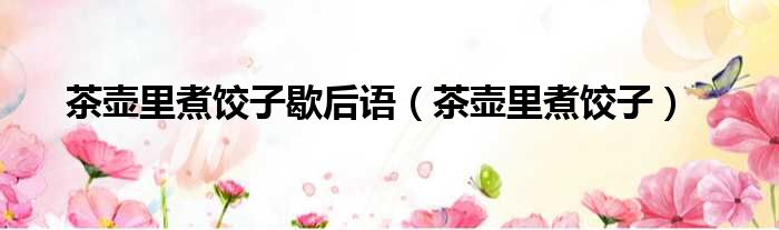 茶壶里煮饺子歇后语（茶壶里煮饺子）