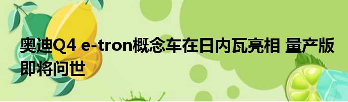 奥迪Q4 e-tron概念车在日内瓦亮相 量产版即将问世