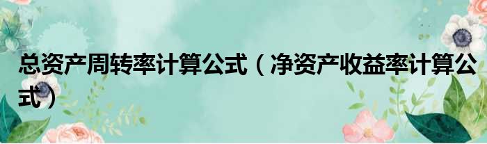 总资产周转率计算公式（净资产收益率计算公式）
