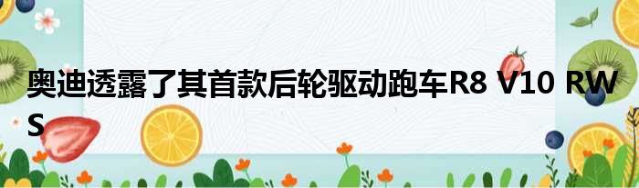 奥迪透露了其首款后轮驱动跑车R8 V10 RWS