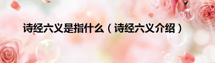 诗经六义是指什么（诗经六义介绍）