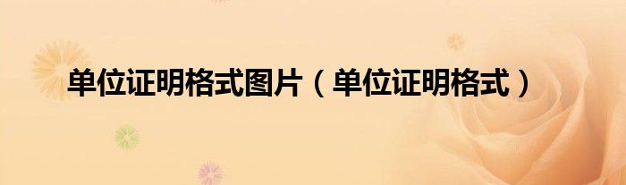 单位证明格式图片（单位证明格式）