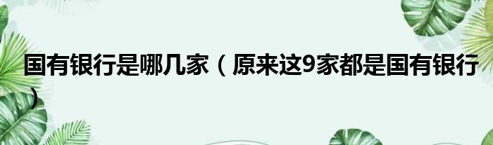 国有银行是哪几家（原来这9家都是国有银行）