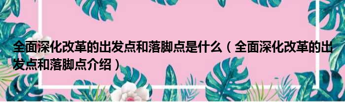 全面深化改革的出发点和落脚点是什么（全面深化改革的出发点和落脚点介绍）