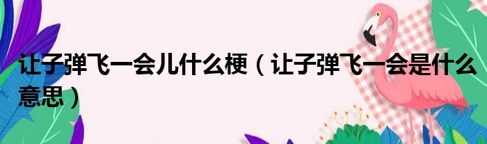 让子弹飞一会儿什么梗（让子弹飞一会是什么意思）