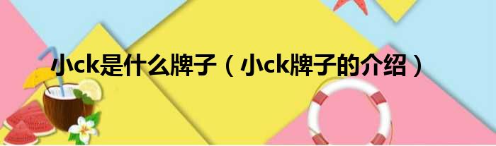 小ck是什么牌子（小ck牌子的介绍）