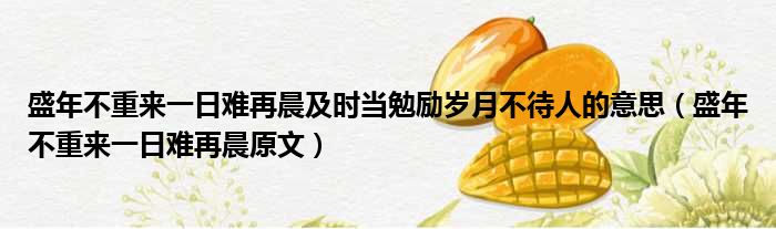 盛年不重来一日难再晨及时当勉励岁月不待人的意思（盛年不重来一日难再晨原文）