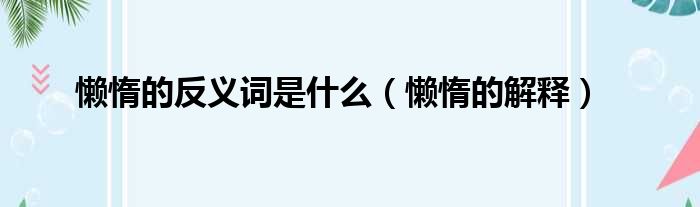 懒惰的反义词是什么（懒惰的解释）