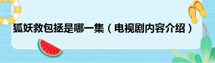 狐妖救包拯是哪一集（电视剧内容介绍）