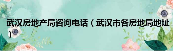 武汉房地产局咨询电话（武汉市各房地局地址）
