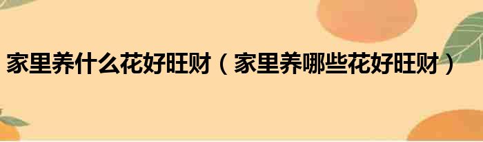 家里养什么花好旺财（家里养哪些花好旺财）