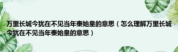 万里长城今犹在不见当年秦始皇的意思（怎么理解万里长城今犹在不见当年秦始皇的意思）
