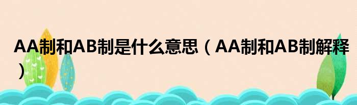 AA制和AB制是什么意思（AA制和AB制解释）