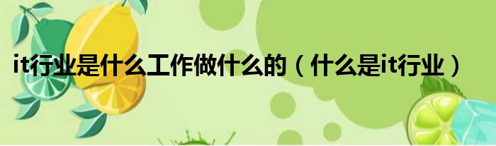it行业是什么工作做什么的（什么是it行业）