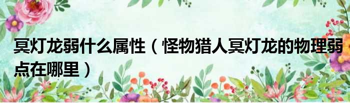 冥灯龙弱什么属性（怪物猎人冥灯龙的物理弱点在哪里）