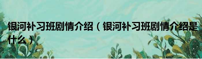 银河补习班剧情介绍（银河补习班剧情介绍是什么）