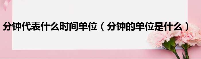 分钟代表什么时间单位（分钟的单位是什么）