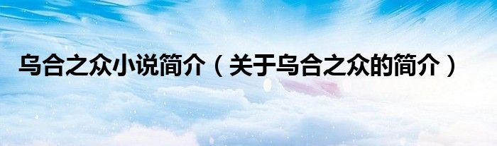 乌合之众小说简介（关于乌合之众的简介）