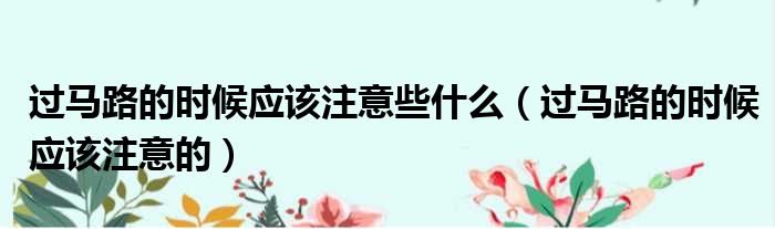 过马路的时候应该注意些什么（过马路的时候应该注意的）