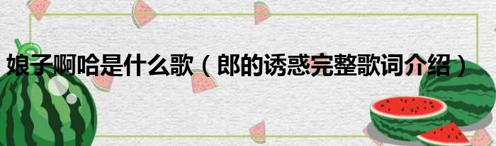 娘子啊哈是什么歌（郎的诱惑完整歌词介绍）