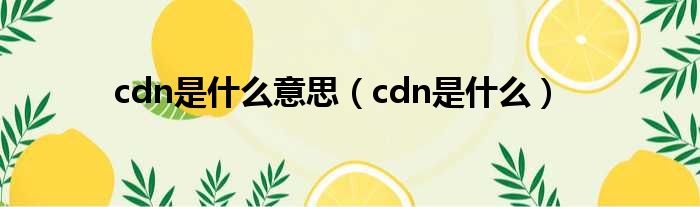 cdn是什么意思（cdn是什么）